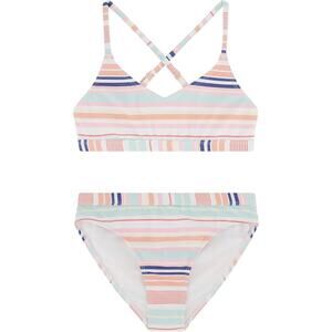 New Roxy Girls Size 8 Two-Piece Striped Bikini UPF 50+ Sun Protection Swim Suit